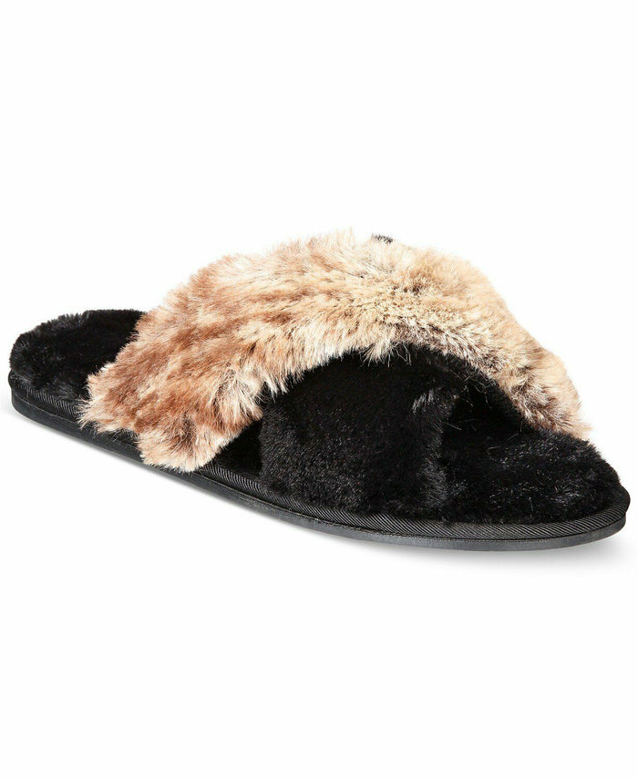 I.n.c. Faux-Fur Cross Band Slippers by Vanessa Jane