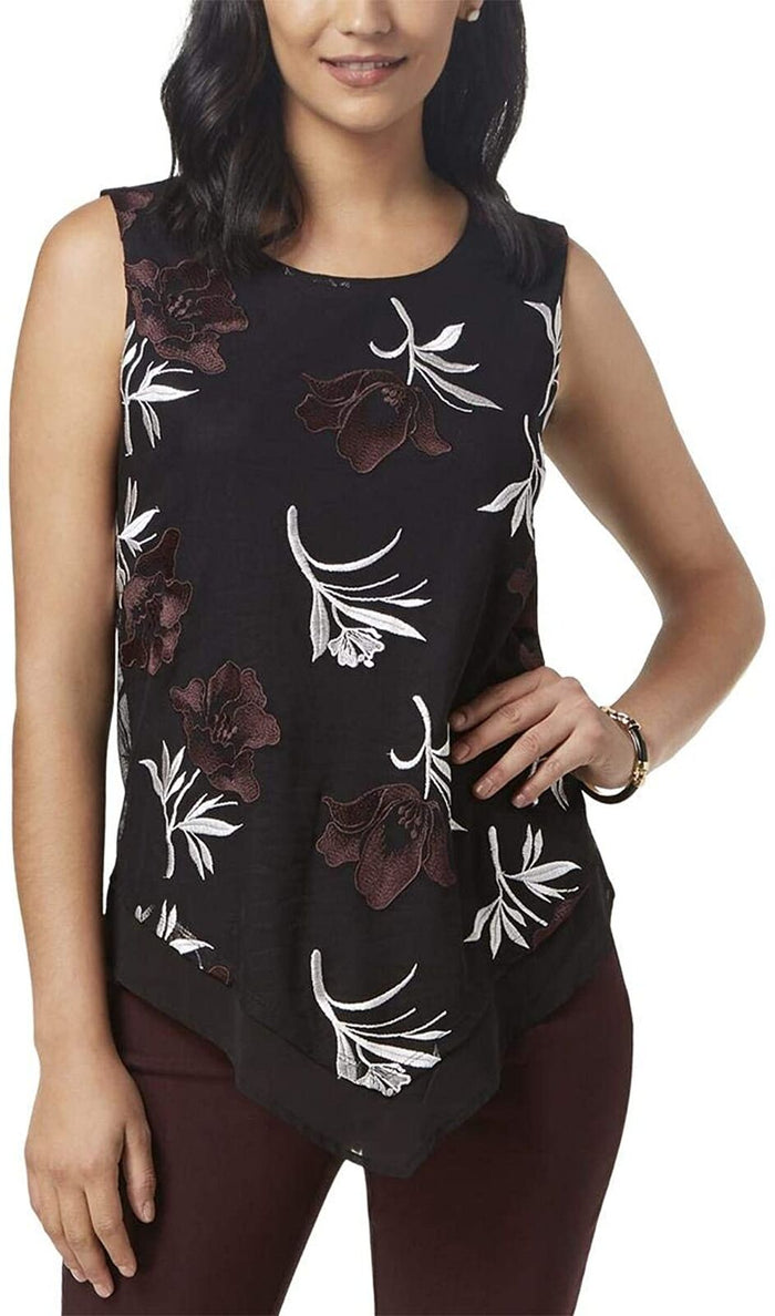 Alfani Womens Embroidered Sleeveless Blouse Top, Black, Small by Vanessa Jane