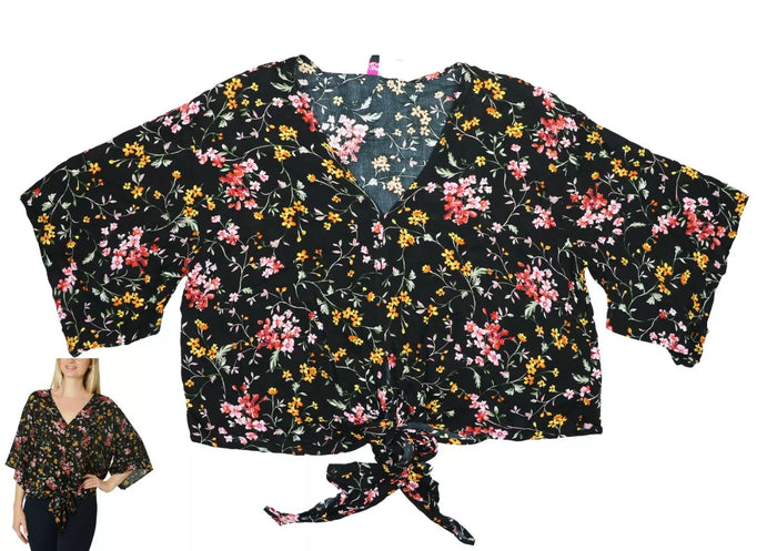 Polly & Esther Juniors Oversized Tie-Front Blouse by Vanessa Jane