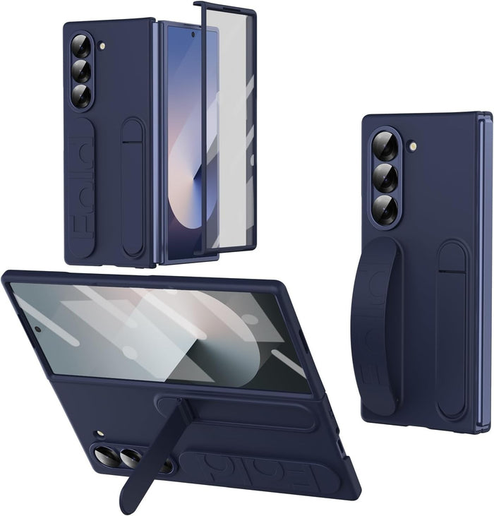 Shockproof Case with Wristband Stand Screen Lens Protector for Samsung Galaxy Z Fold 7 Multicolor by Merch Section