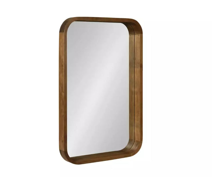 Kate and Laurel Hutton Modern Rectangle Rustic Brown Framed Mirror by Vanessa Jane