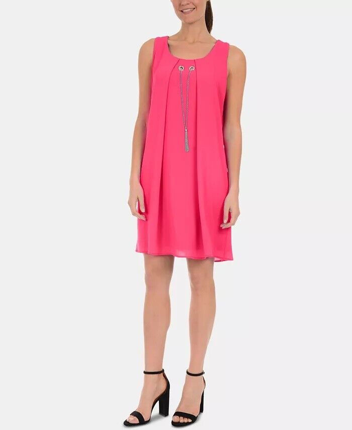 NY Collection Women's Keyhole Back Dress With Necklace by Vanessa Jane