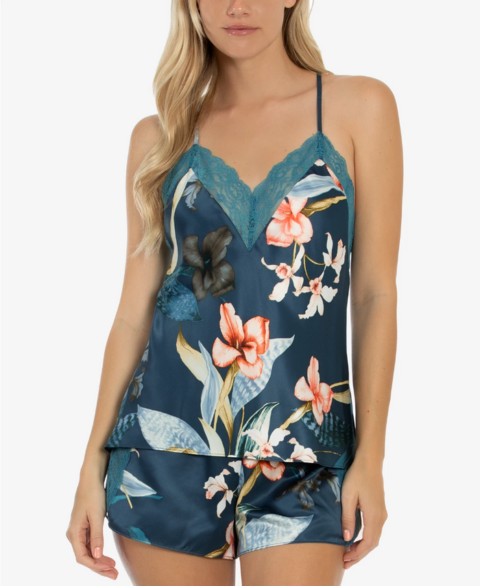 Linea Donatella Women S Floral Satin Cami & Shorts Lingerie 2PC Set, Size Small by Vanessa Jane