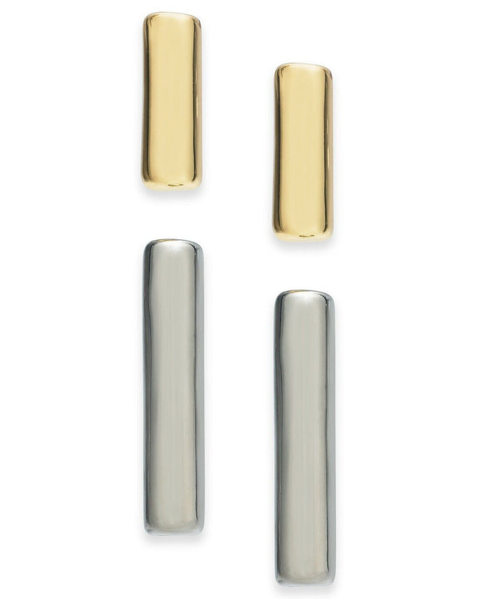Alfani Two-Tone 2-Pc. Set Bar Stud Women’s Earrings (Gold/Silver) by Vanessa Jane