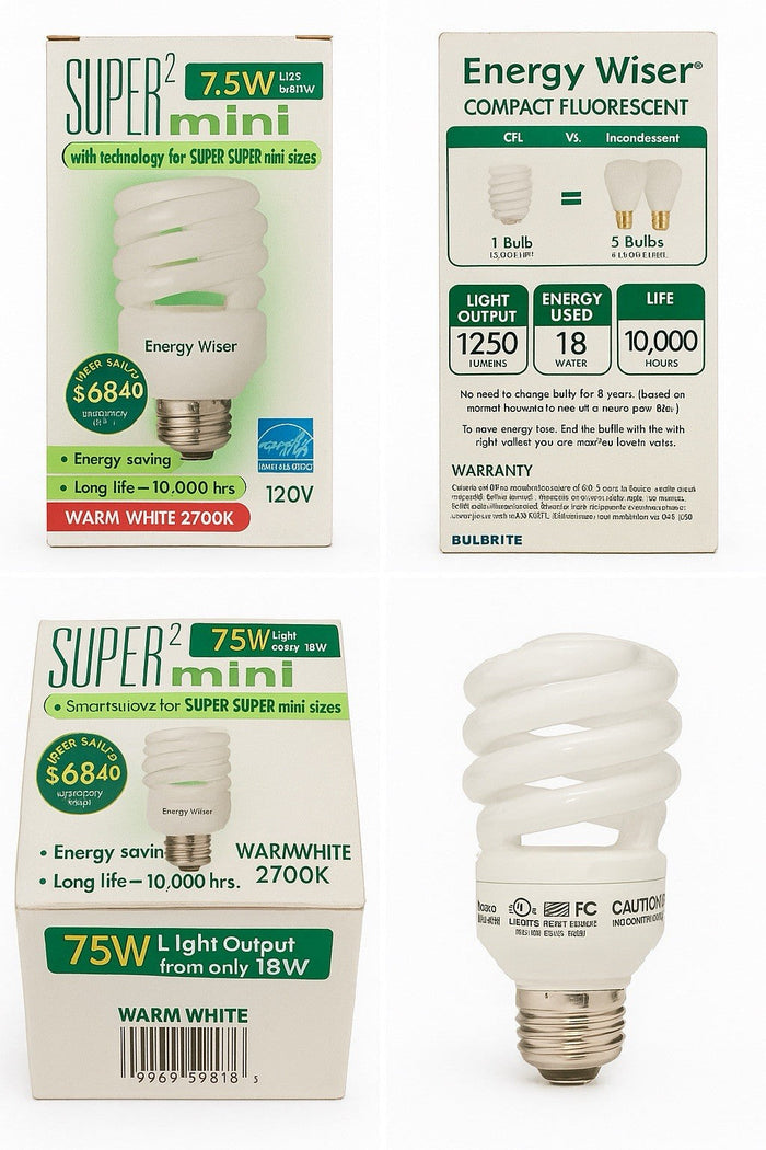 Energy Wiser 18W Mini Spiral CFL Bulb 75W Eq 1250lm Warm White 2700K E26 by Price Is Right Miami