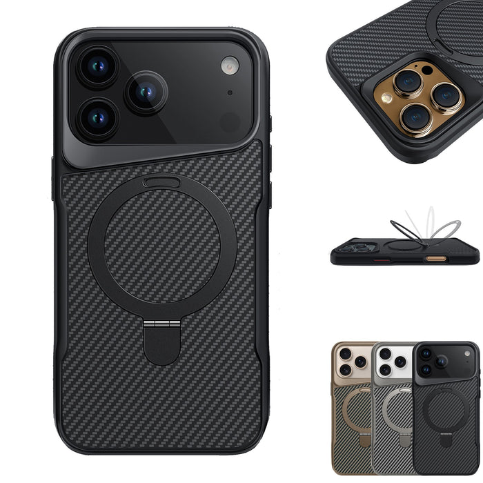 Fiber Texture Ring Stand Magnetic Case for iPhone 17 Pro Max Air 16 15 14 13 12 by Merch Section