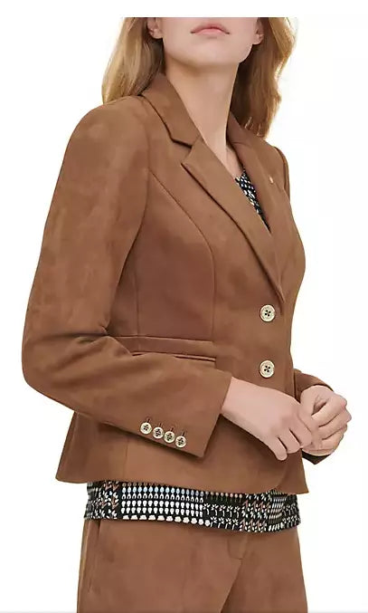 Tommy Hilfiger Womens 2 Button Suede Jacket, Size 10 by Vanessa Jane