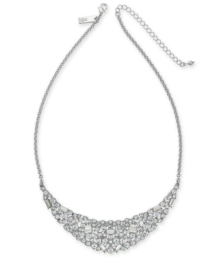 INC Silver-Tone Scattered Crystal Statement Necklace 17 + 3 extender by Vanessa Jane