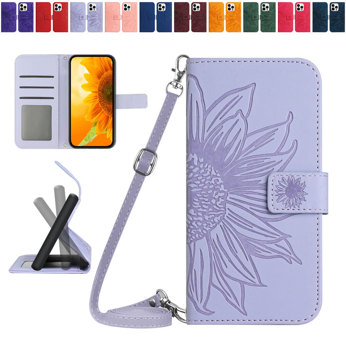 Embossed Leather Crossbody Wallet Case for iPhone 17 Pro Max 16e 15 14 13 12 11 by Merch Section