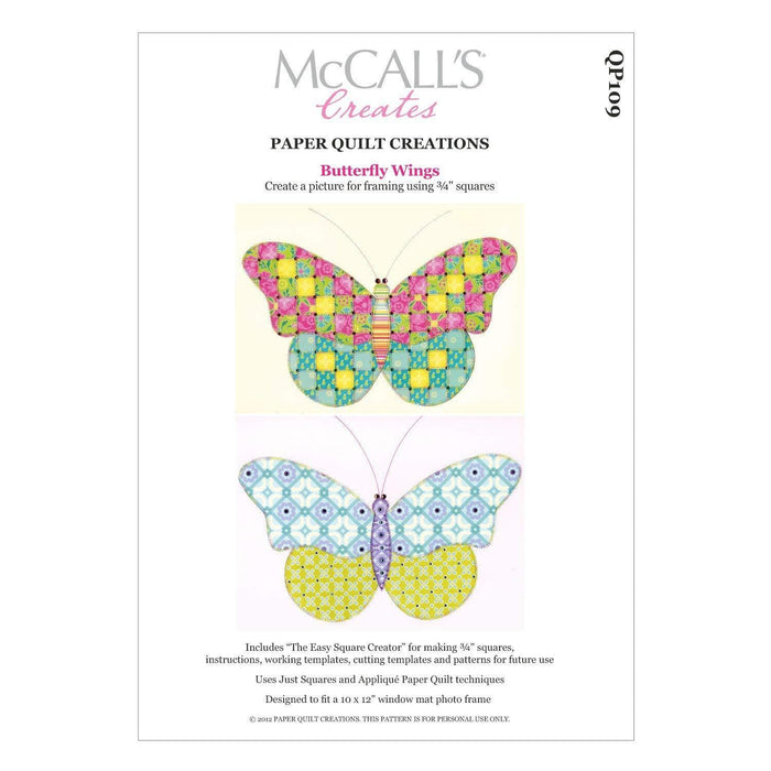 McCall's Creates W10628 Paper Quilt Creations Craft Pattern, Butterfly by Vanessa Jane