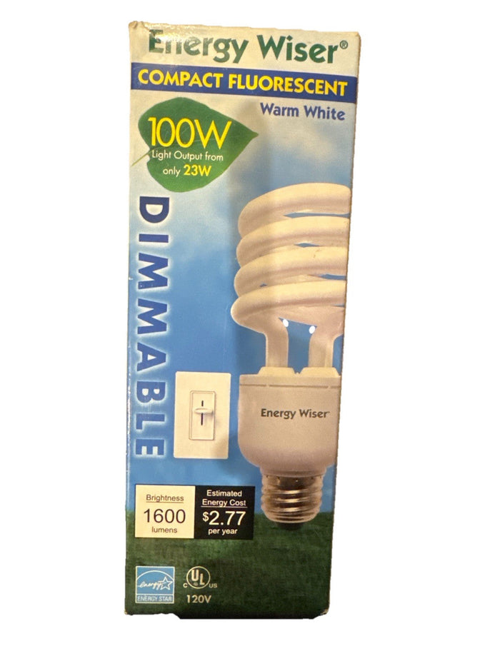 Energy Wiser 23W Dimmable CFL Bulb 100W Eq 1600lm Warm White Spiral E26 by Price Is Right Miami