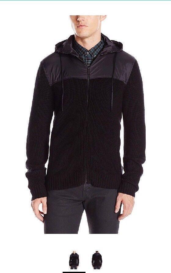 Kenneth Cole REACTION Mens Chunky Marled Hoody, Black, XL by Vanessa Jane