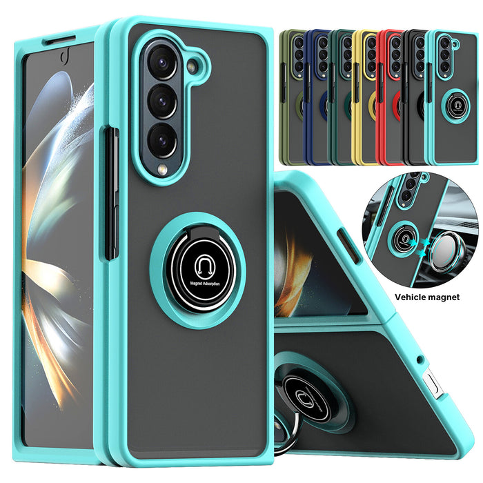 Ring Stand Holder Hybrid Matte Hard Case for Samsung Galaxy Z Fold 6/5/4/3 by Merch Section