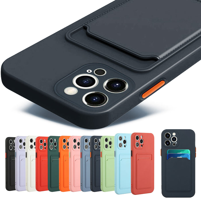 Shockproof Rubber Card Holder Wallet Case for iPhone 17 Pro Max 16 15 14 by Merch Section