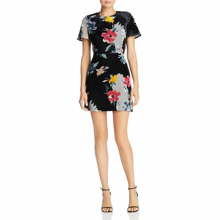 French Connection Womens Wilma Devore Burnout Velvet Minidress, Size 10 - Black by Vanessa Jane