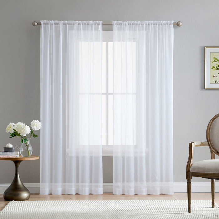 HLC.ME 2 Piece Sheer Voile Window Curtains Drapes Set with Rod Pocket by Vanessa Jane