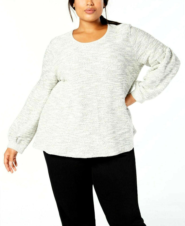 Style & Co Women's Plus Size French Terry Bishop-Sleeve Top,Size 0X by Vanessa Jane