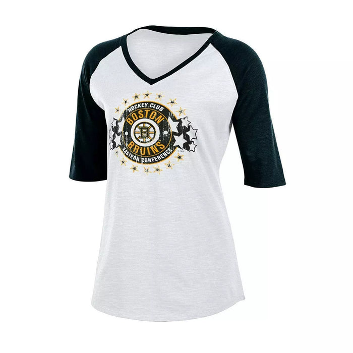 NHL Boston Bruins Womens Slub V-Neck Tee, Size 8/10 Medium by Vanessa Jane