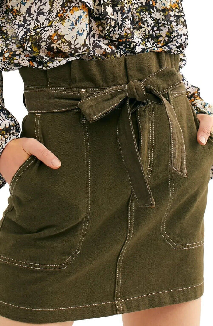 Free People Women's Splendor in The Grass Skirt, Army Green, Size 12 by Vanessa Jane