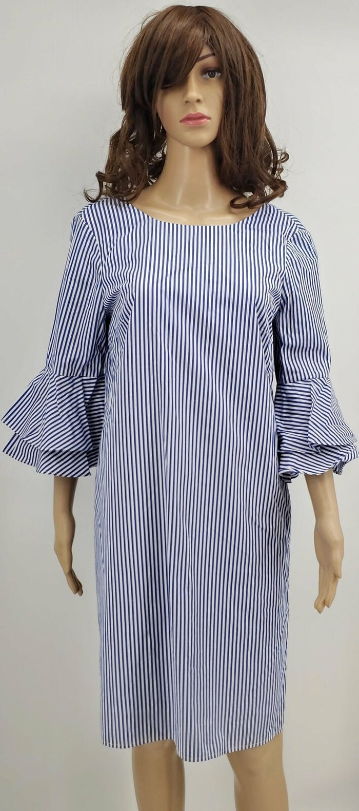 Nine West Scoop Neck V Back Ruffle Bell Sleeve Dress, Size 6 by Vanessa Jane