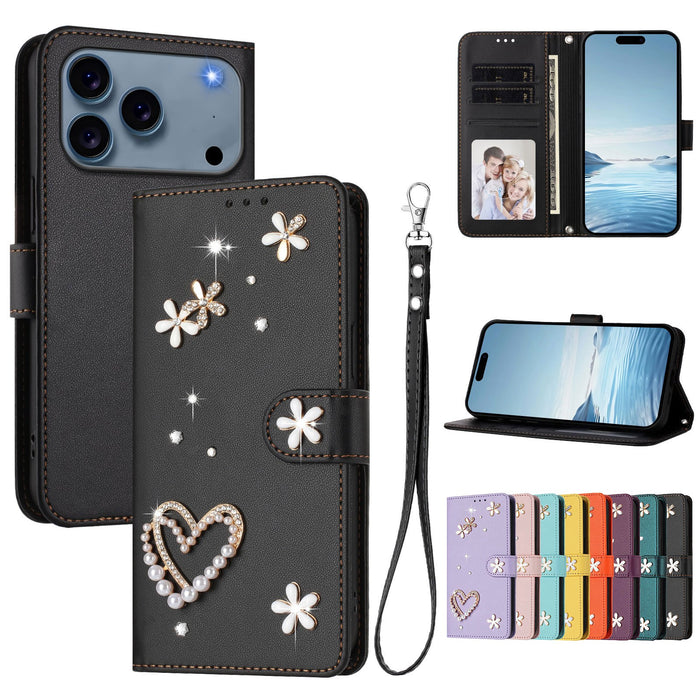 Diamond Leather Flip Wallet Case for iPhone 17 Pro Max Air 16 15 14 13 12 by Merch Section