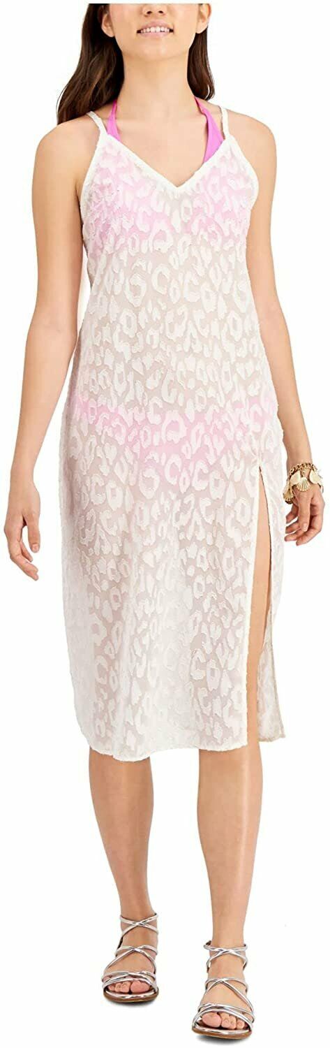 Miken Swim Womens Textured Slit Dress Deep V Neck Metallic by Vanessa Jane
