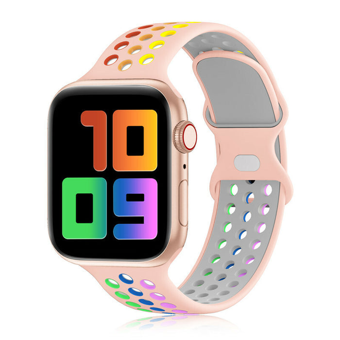 Soft Silicone Sport Band for Apple Watch Series 11 10 9 8 7 6 5 SE Multicolor by Merch Section