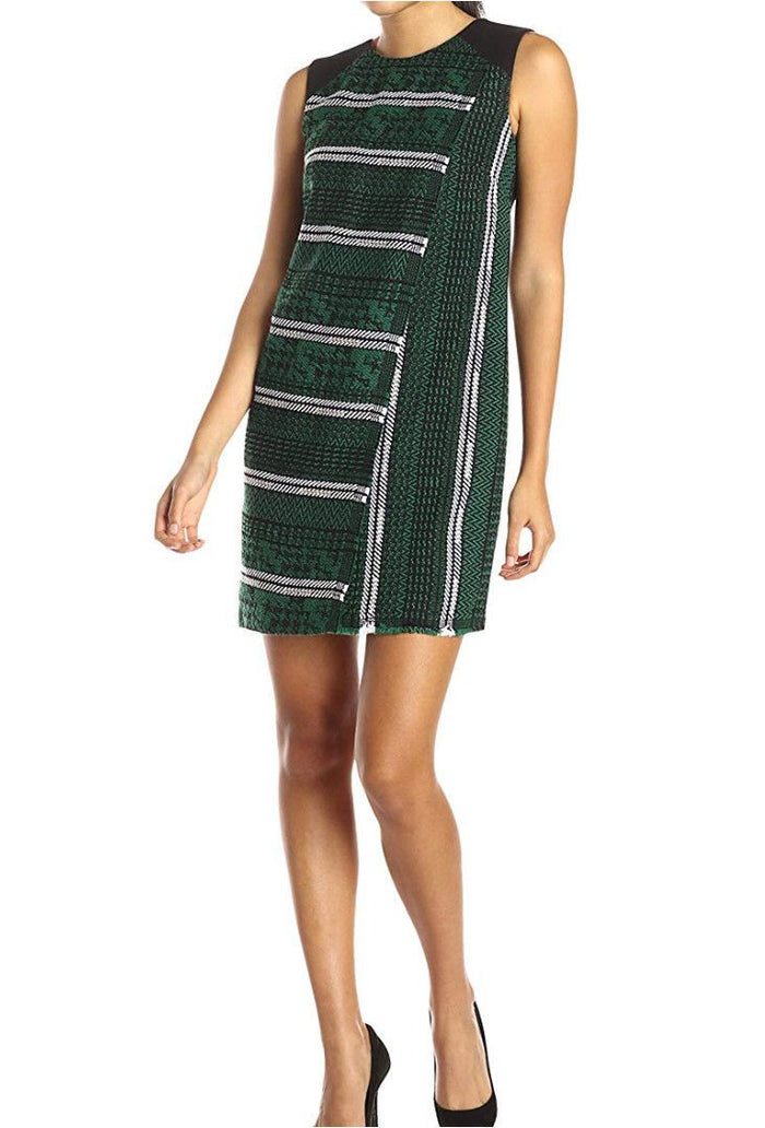 Shoshanna Women's Iggy Graphic Tweed Sleeveless Dress, Forest Green, 4 by Vanessa Jane