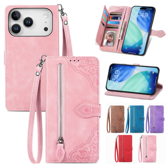 Leather Flip Wallet Case with Strap for iPhone 17 Pro Max Air 16 15 14 13 12 11 by Merch Section