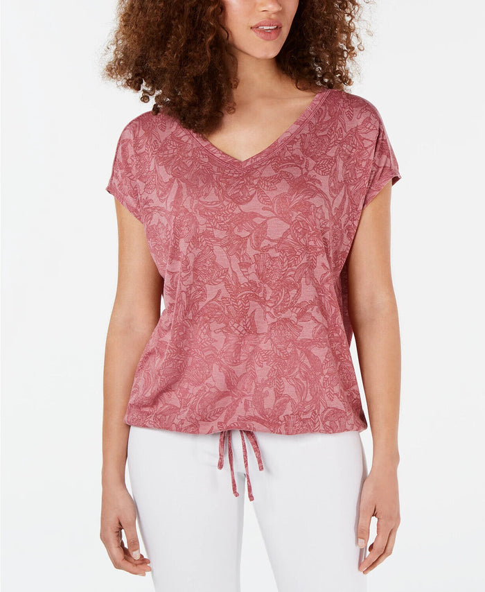 Ideology Womens Printed Drawstring T-Shirt, Size Large by Vanessa Jane