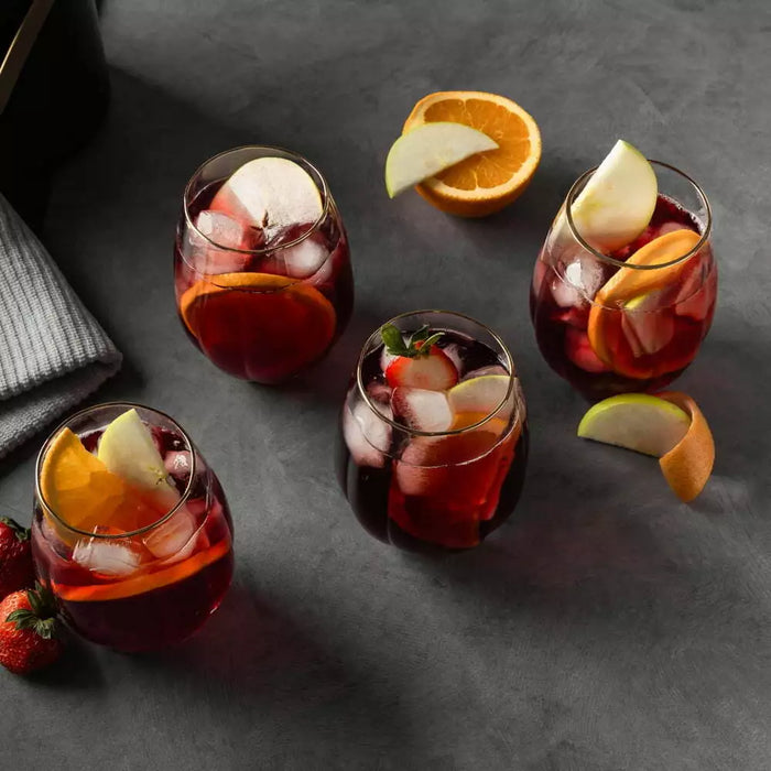 4 Ct Cathys Concepts Personalized Gold Rim Stemless Wine Glasses by Vanessa Jane