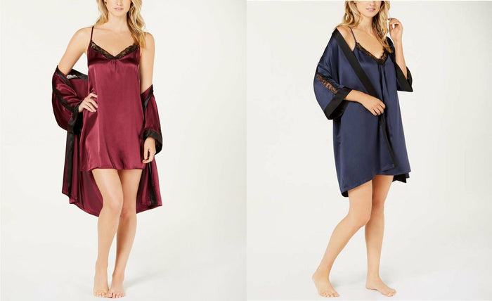 Linea Donatella Sets to Go Satin Chemise & Wrap Robe by Vanessa Jane