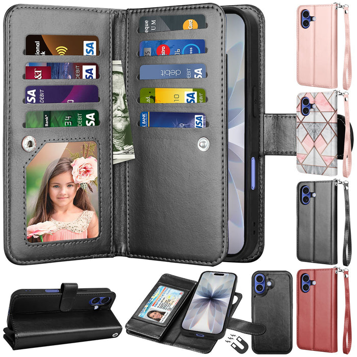 Magnetic Flip Leather Wallet Case for iPhone 17 Pro Max Air 17 Pro Black by Merch Section