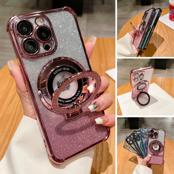 Ring Stand Gradient Glitter Shockproof Phone Case for iPhone 17 Pro Max Air 16 15 14 13 12 by Merch Section