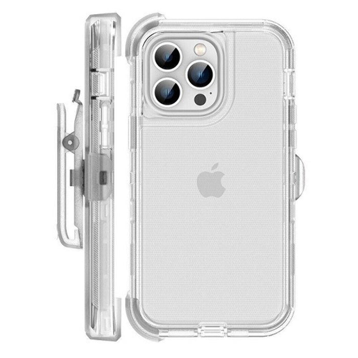 Heavy Duty Shockproof Case with Holster for iPhone 14 Pro Clear by Merch Section