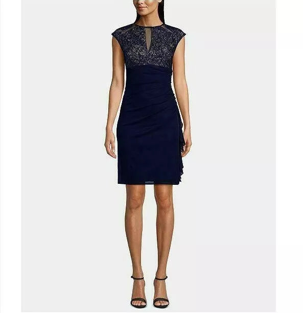Betsy and Adam Women's Embroidered Mesh Short Dress by Vanessa Jane