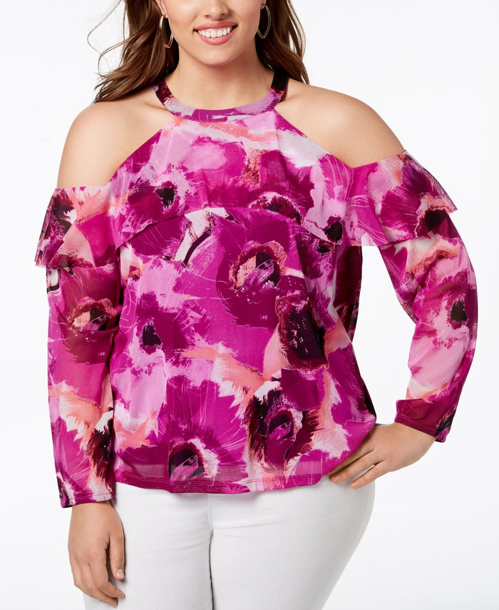 I.n.c. Plus Size Cotton Cold-Shoulder Halter Top by Vanessa Jane
