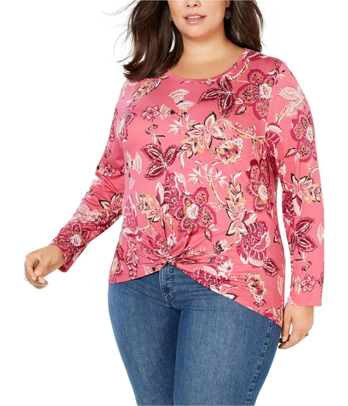 Style Co. Womens Twist-Front Pullover Blouse, Size 2X by Vanessa Jane