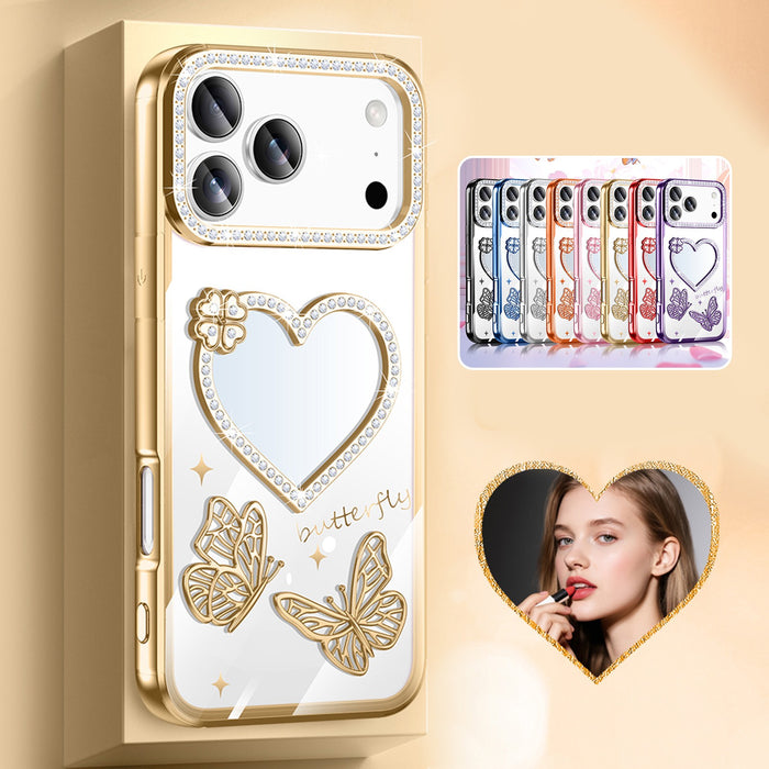 Diamond Mirror Butterfly Phone Case for iPhone 17 Pro Max Air 16 15 14 13 12 by Merch Section