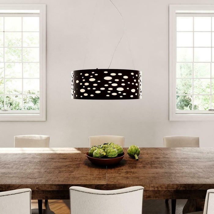Hampton Bay Mokala 3-Light Mahogany Finish Drum Pendant by Vanessa Jane