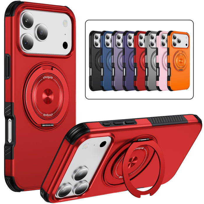 Rugged Grip Magnetic Kickstand Shockproof Case for iPhone 17 Pro Max 16 15 14 Black by Merch Section