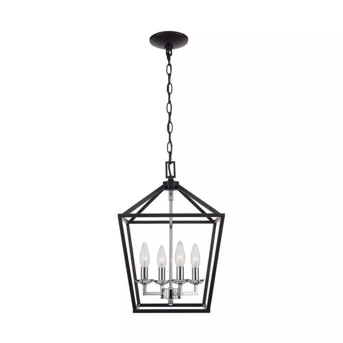 Home Decorators Collection Weyburn 4-Light Black and Polished Chrome Caged Chand by Vanessa Jane