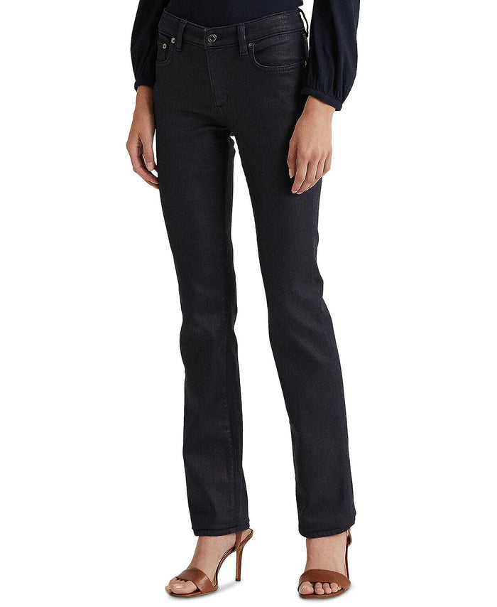 Lauren Ralph Lauren Mid-Rise Straight Jeans – Coated Navy Wash by Vanessa Jane