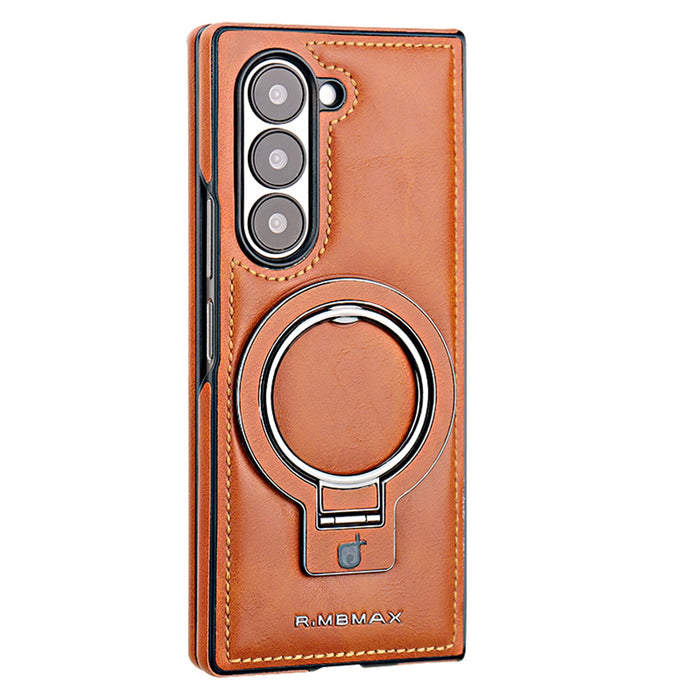 Luxury Leather Magnetic Case with Stand for Samsung Galaxy Z Fold 7/6/5/4/3 Black by Merch Section