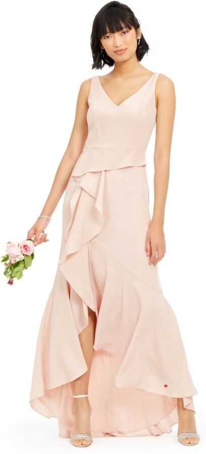 Adrianna Papell Crepe Cascade Gown by Vanessa Jane