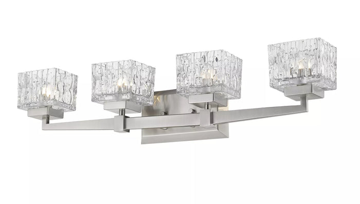 Z-Lite Rubicon 4 Light 30 Wide Vanity Light with Textured Glass Shades by Vanessa Jane
