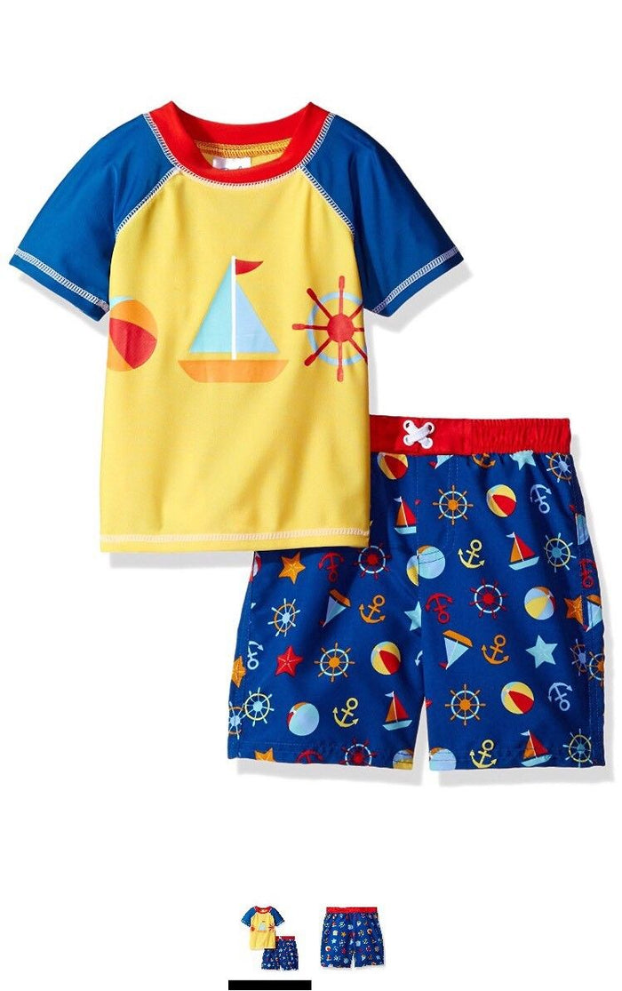 SOL Swim Baby Boys' Solo Swim-Infant-Beach Fun Rashguard Set, Multi, 24 Months by Vanessa Jane