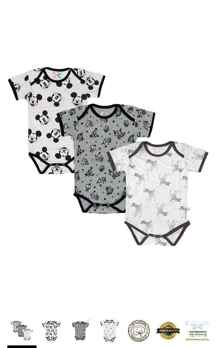 Sofie & Sam Organic Cotton 3 pack Bodysuits, Size 12/18 Months by Vanessa Jane