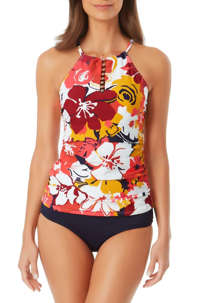 Anne Cole Signature Womens Wallflower High-Neck Tankini Top by Vanessa Jane
