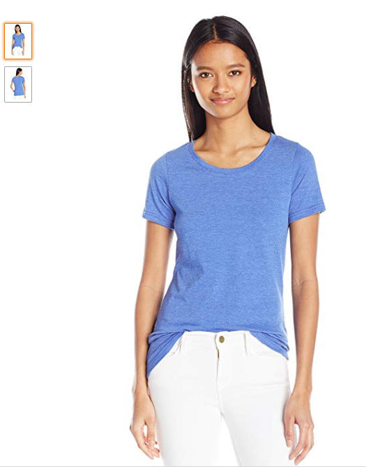 French Toast Women's Short Sleeve Crewneck Tee, Blue Heather, Size XL by Vanessa Jane